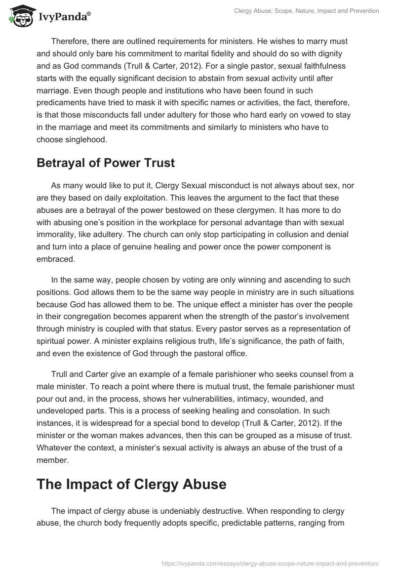 Clergy Abuse: Scope, Nature, Impact and Prevention. Page 4