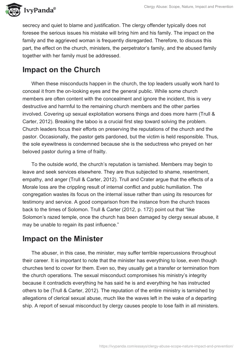 Clergy Abuse: Scope, Nature, Impact and Prevention. Page 5