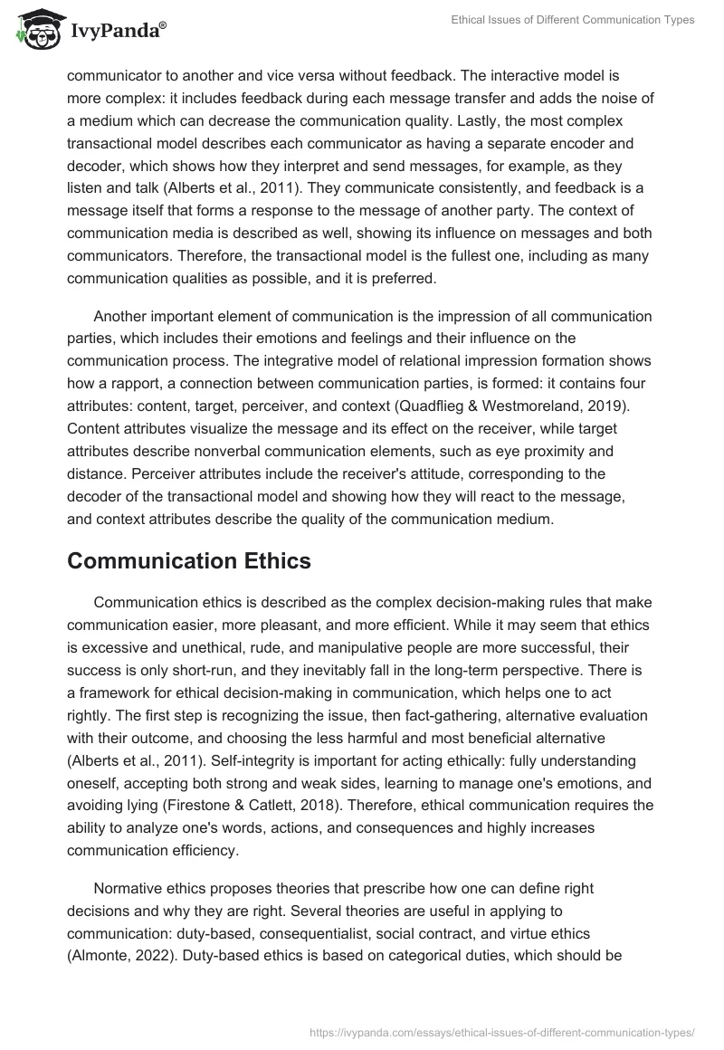 Ethical Issues of Different Communication Types. Page 2