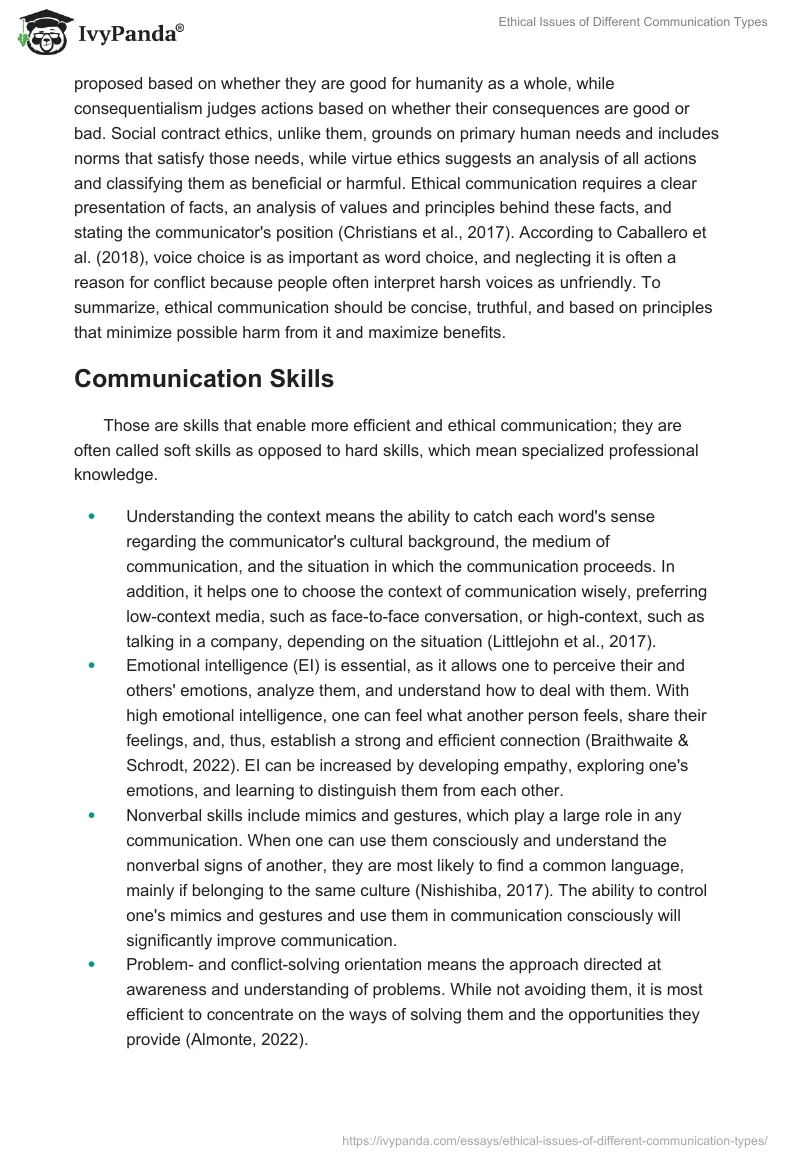 Ethical Issues of Different Communication Types. Page 3