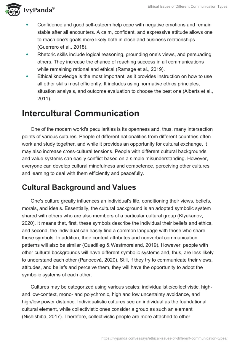 Ethical Issues of Different Communication Types. Page 4