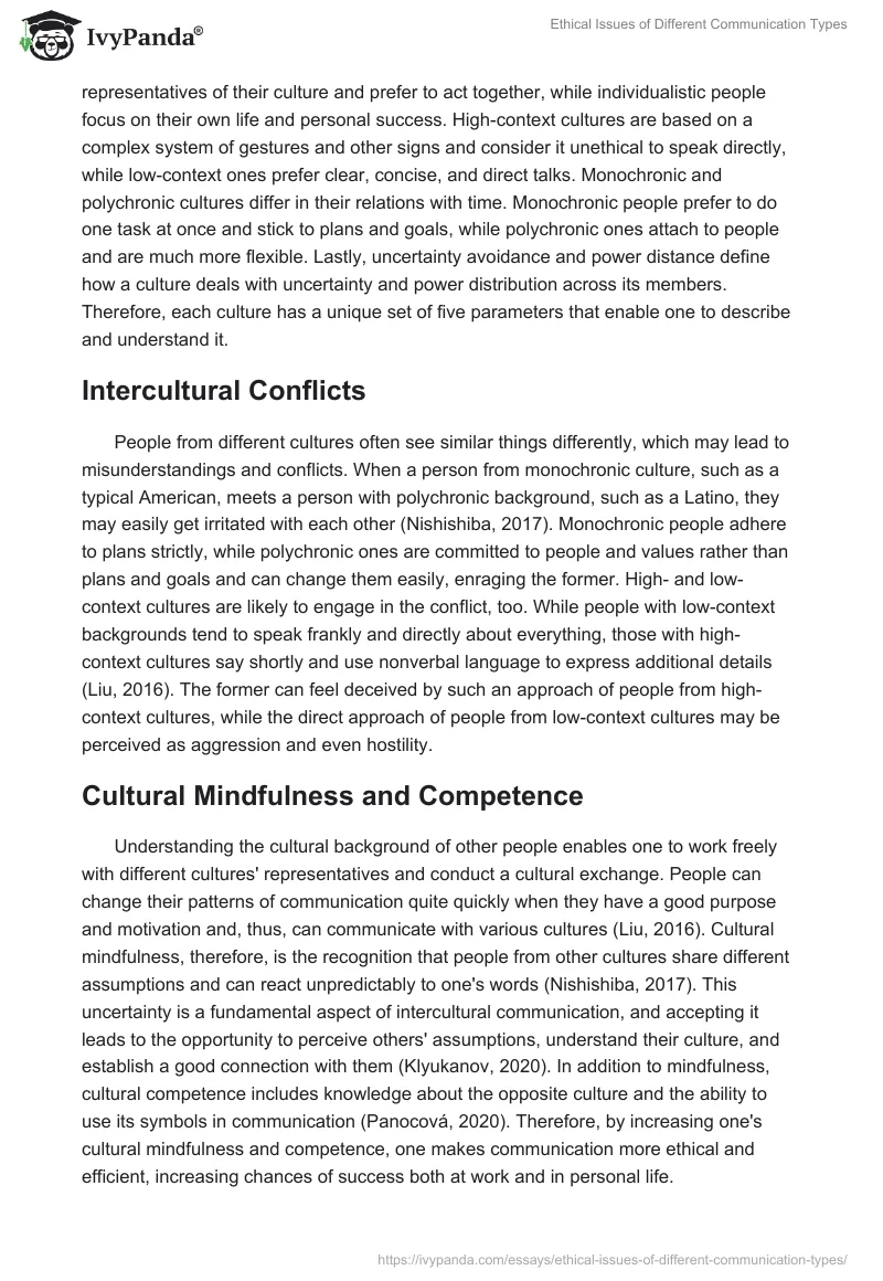 Ethical Issues of Different Communication Types. Page 5