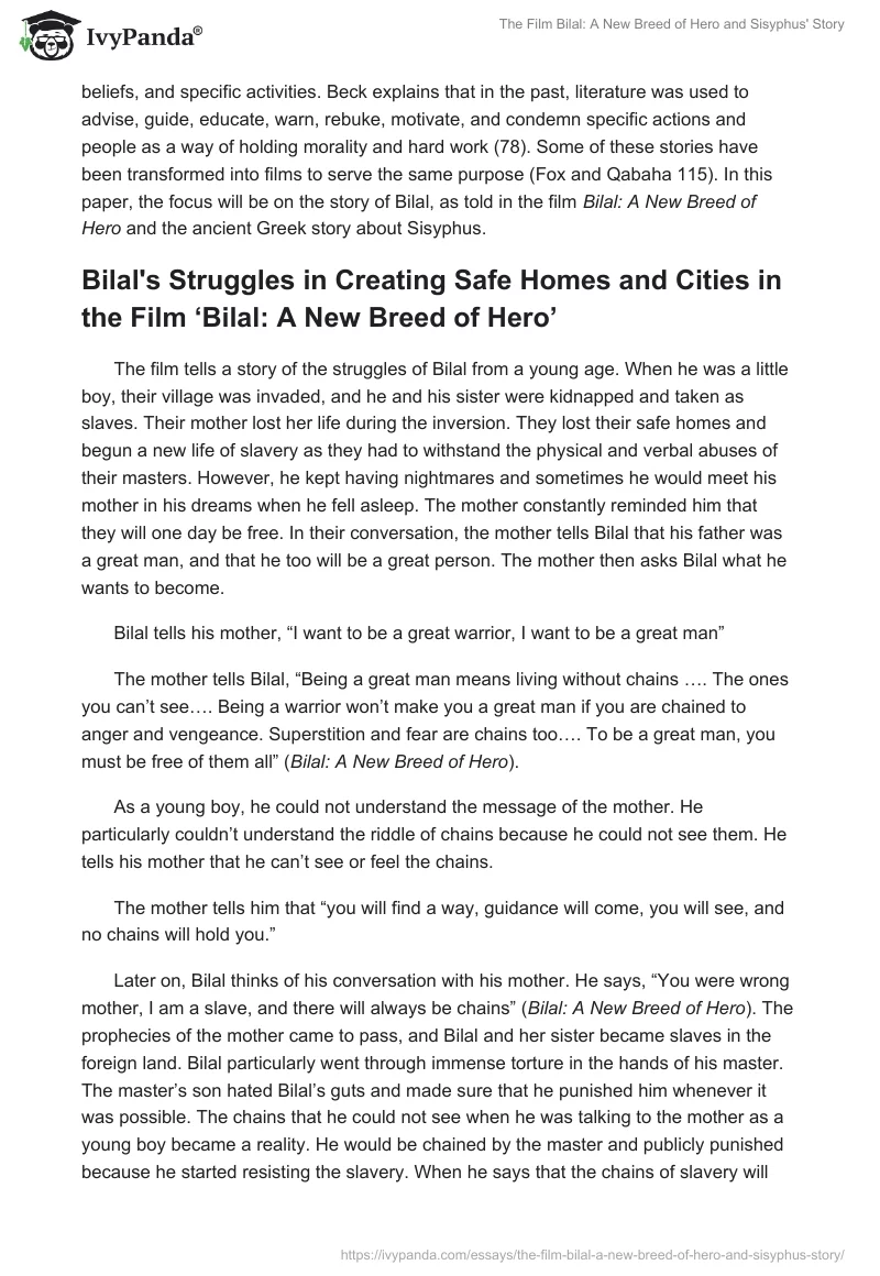 The Film "Bilal: A New Breed of Hero" and Sisyphus' Story. Page 2