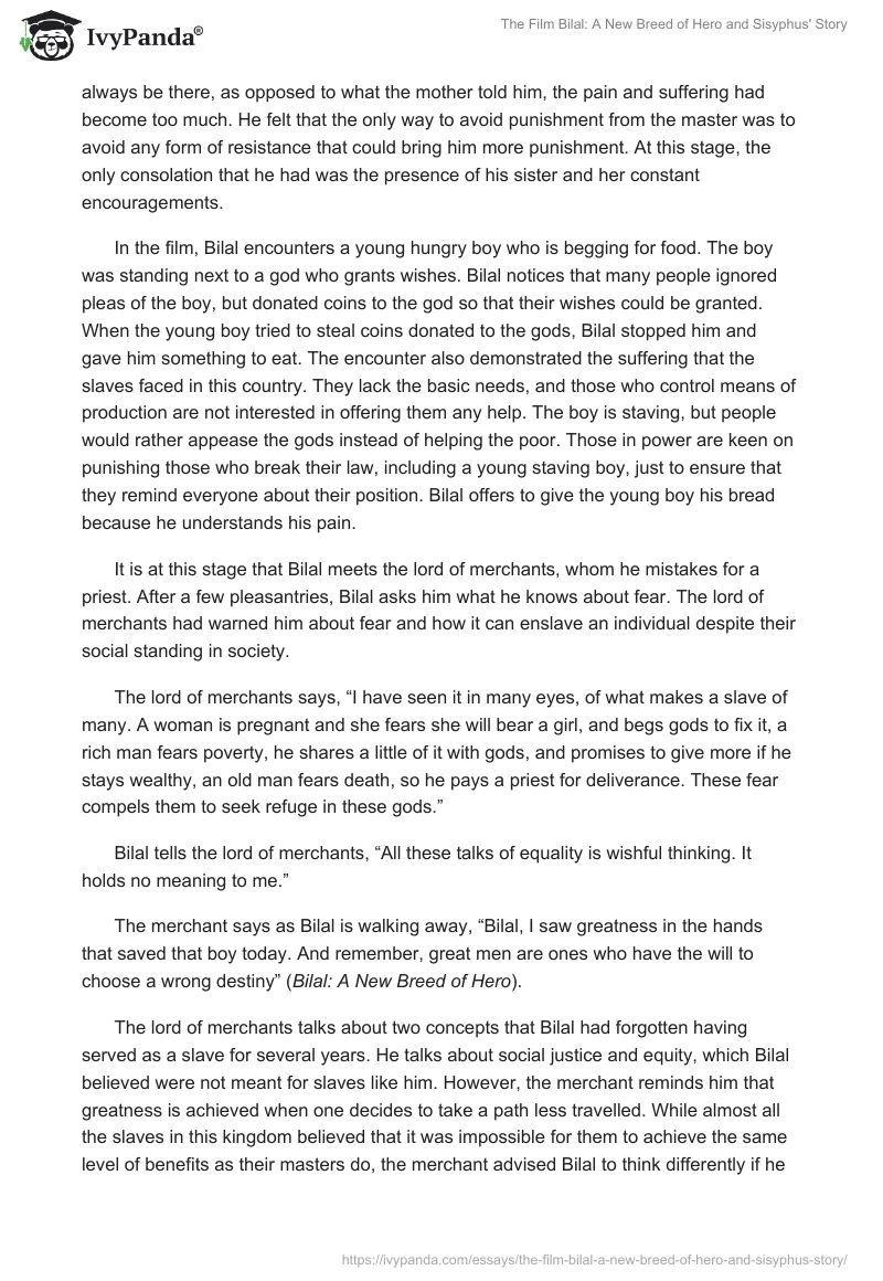 The Film "Bilal: A New Breed of Hero" and Sisyphus' Story. Page 3