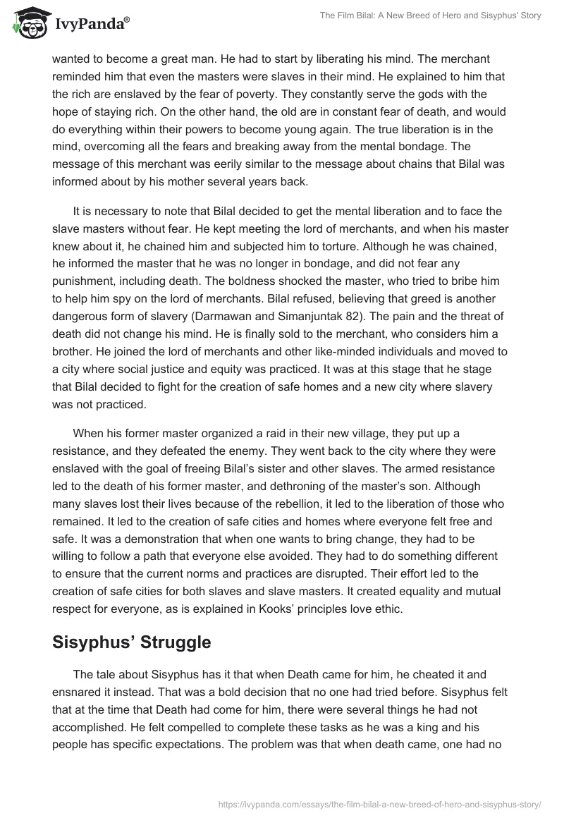 The Film "Bilal: A New Breed of Hero" and Sisyphus' Story. Page 4