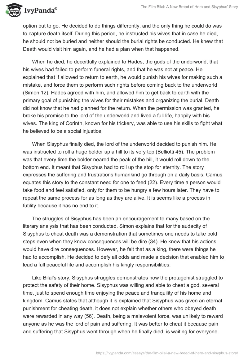 The Film "Bilal: A New Breed of Hero" and Sisyphus' Story. Page 5
