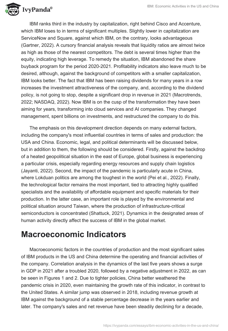 IBM: Economic Activities in the US and China. Page 2