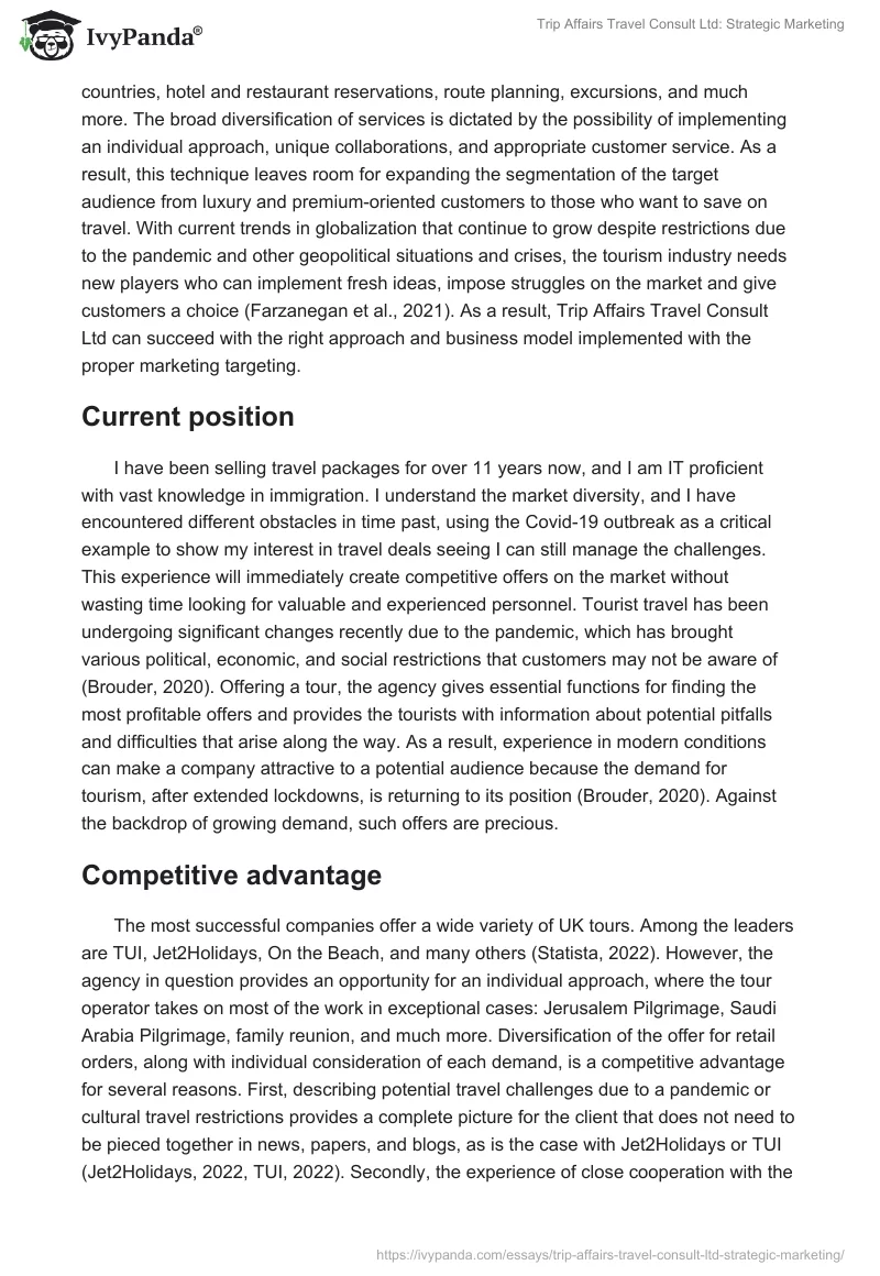 Trip Affairs Travel Consult Ltd: Strategic Marketing. Page 2