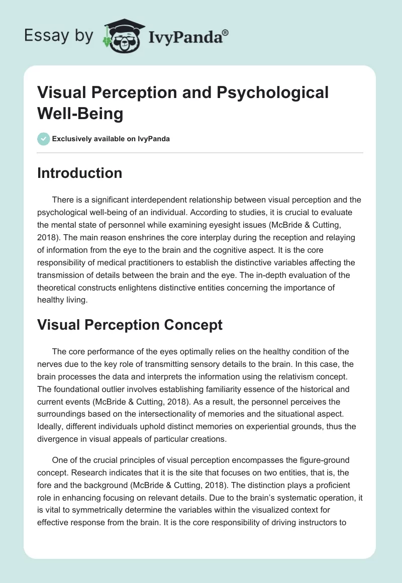 Visual Perception and Psychological Well-Being. Page 1