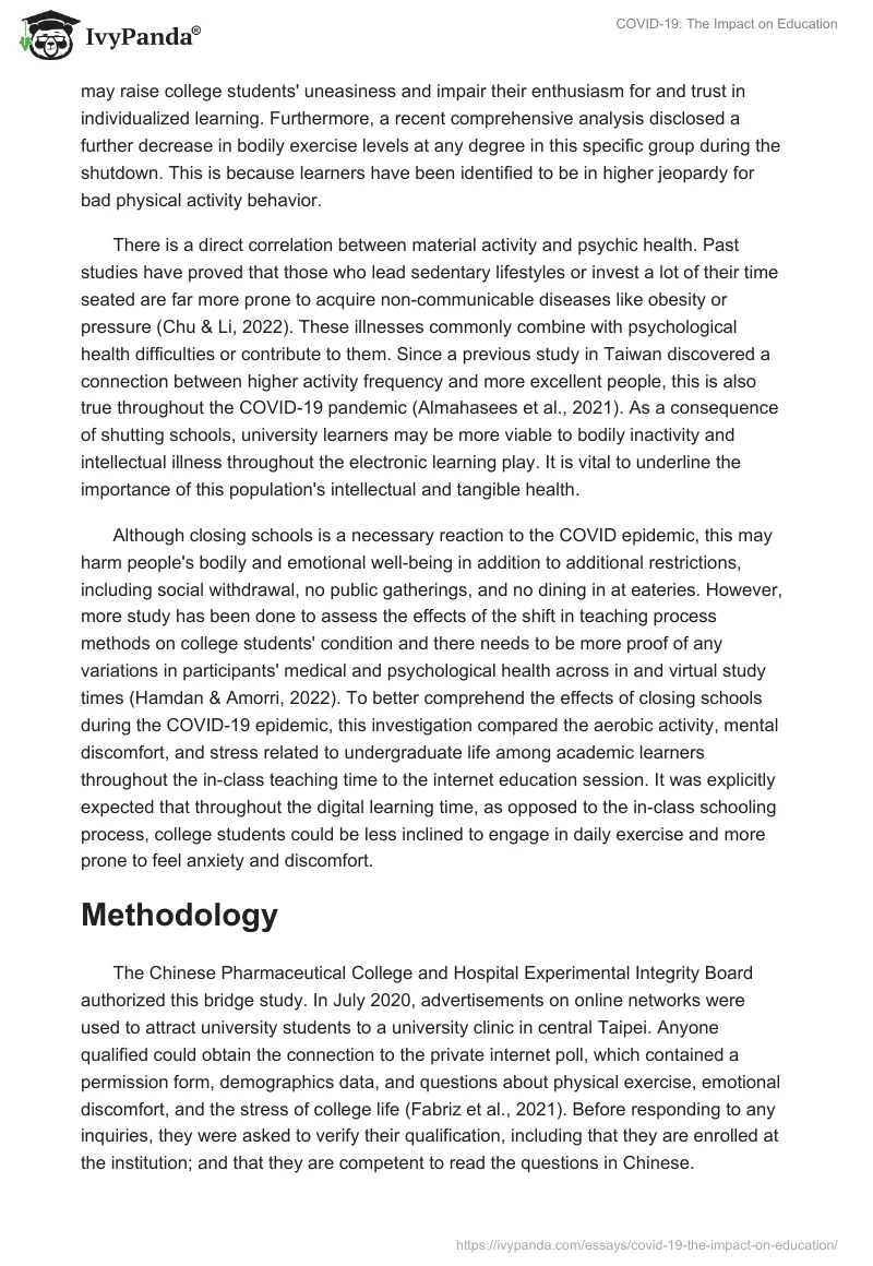 COVID-19: The Impact on Education. Page 2