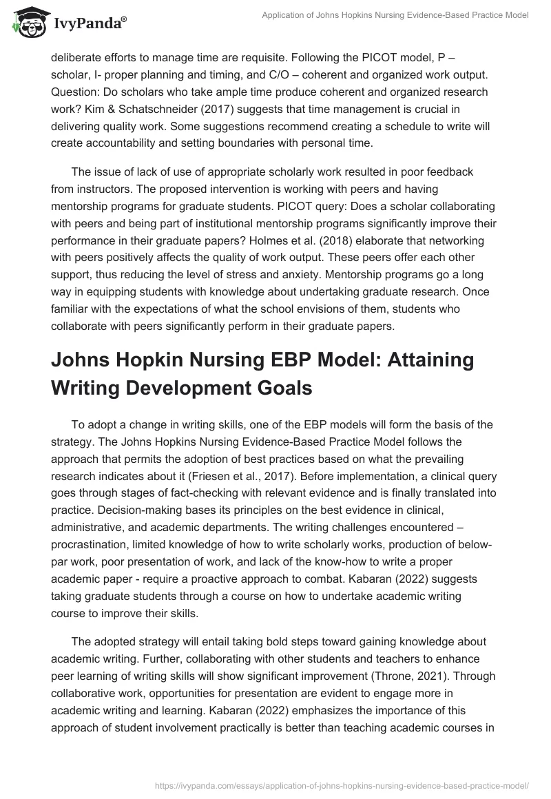 Application of Johns Hopkins Nursing Evidence-Based Practice Model. Page 3
