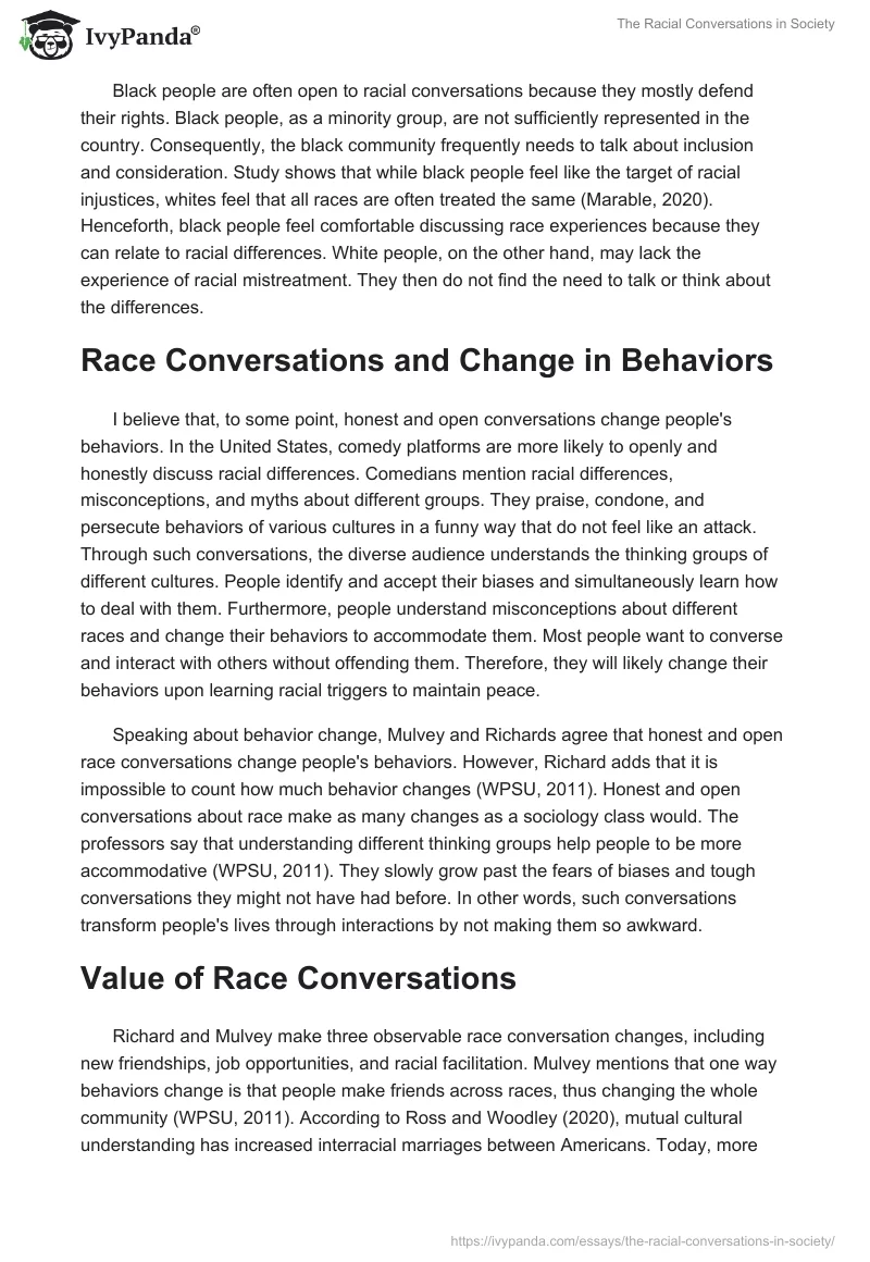 The Racial Conversations in Society. Page 2