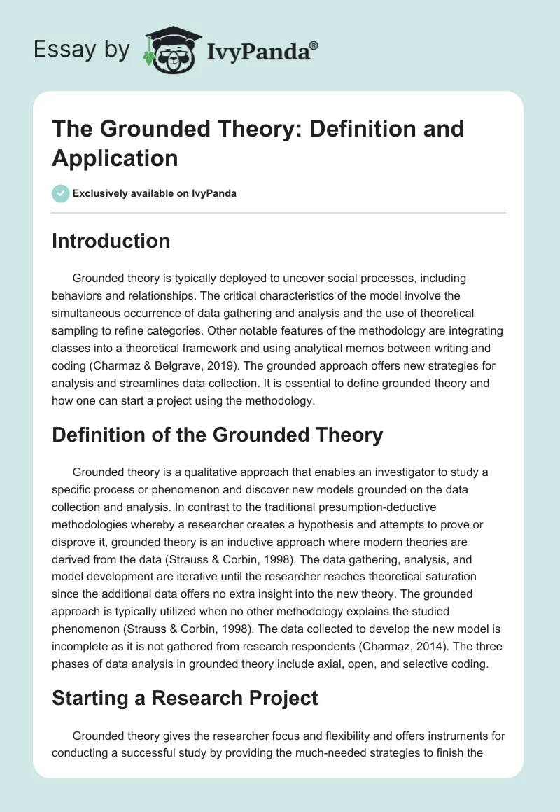 The Grounded Theory: Definition and Application. Page 1