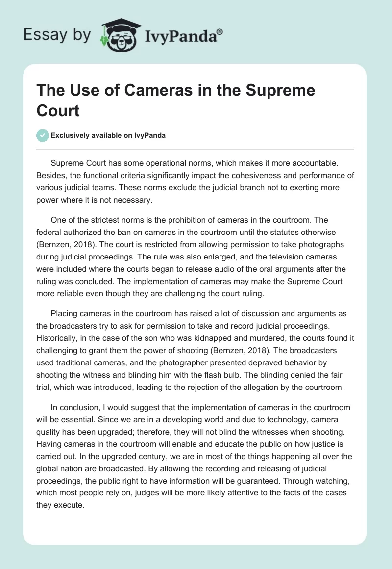 The Use of Cameras in the Supreme Court. Page 1