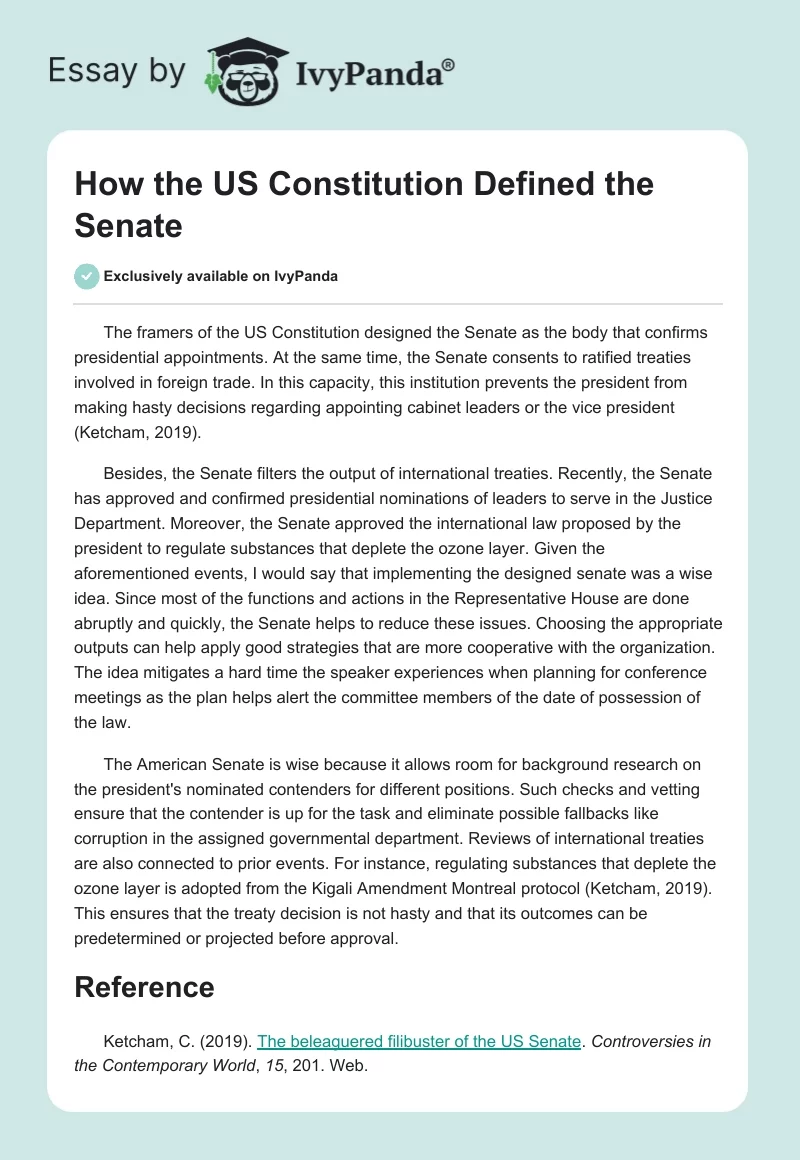 How the US Constitution Defined the Senate. Page 1