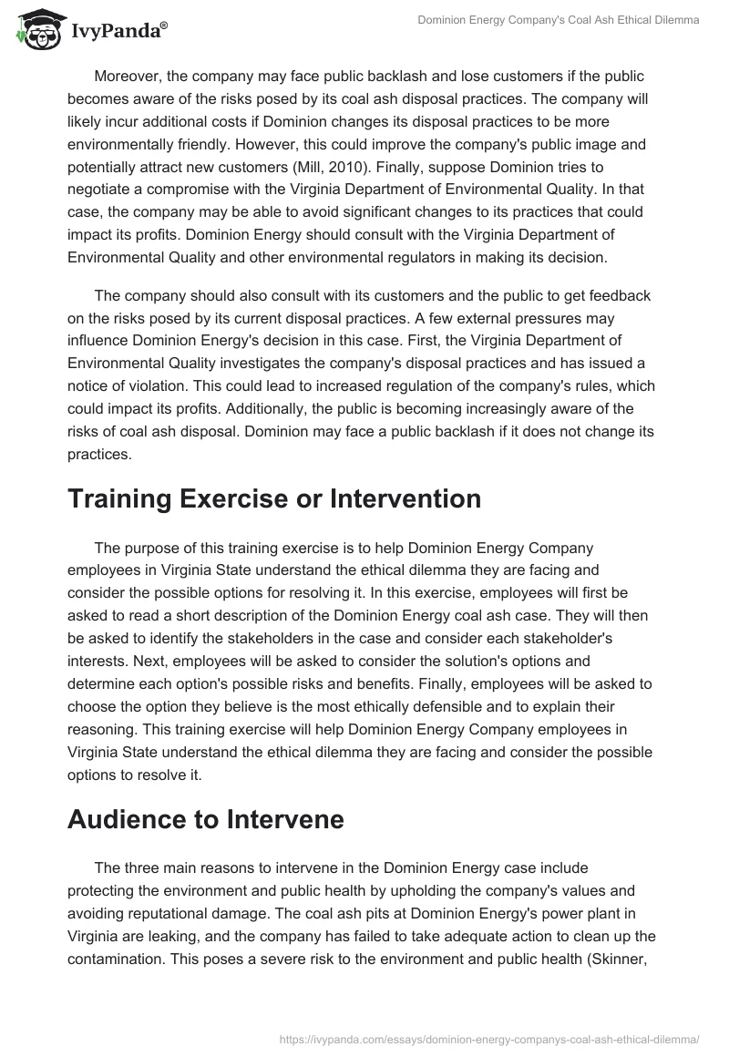 Dominion Energy Company's Coal Ash Ethical Dilemma. Page 2