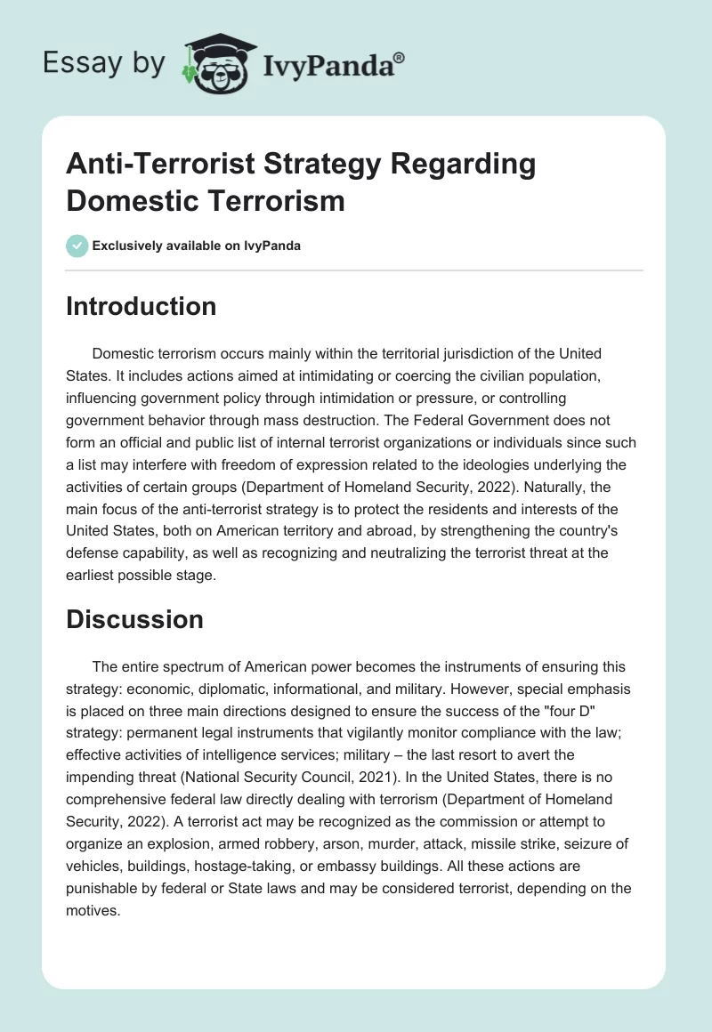 domestic terrorism research paper topics