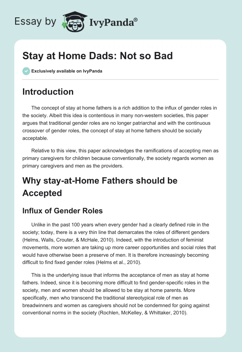 Stay at Home Dads: Not So Bad. Page 1