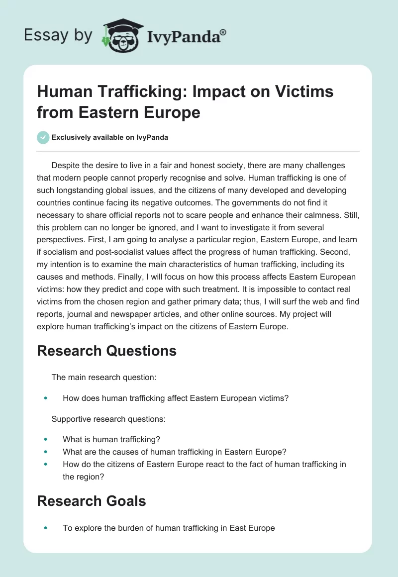 Human Trafficking: Impact on Victims from Eastern Europe. Page 1