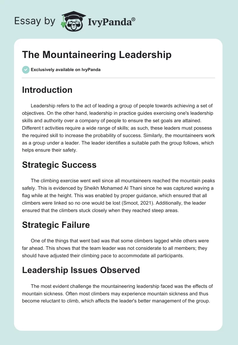 The Mountaineering Leadership. Page 1