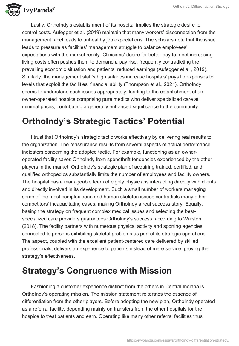 OrthoIndy: Differentiation Strategy. Page 2