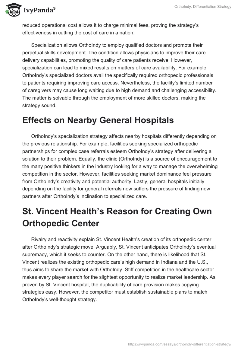 OrthoIndy: Differentiation Strategy. Page 4