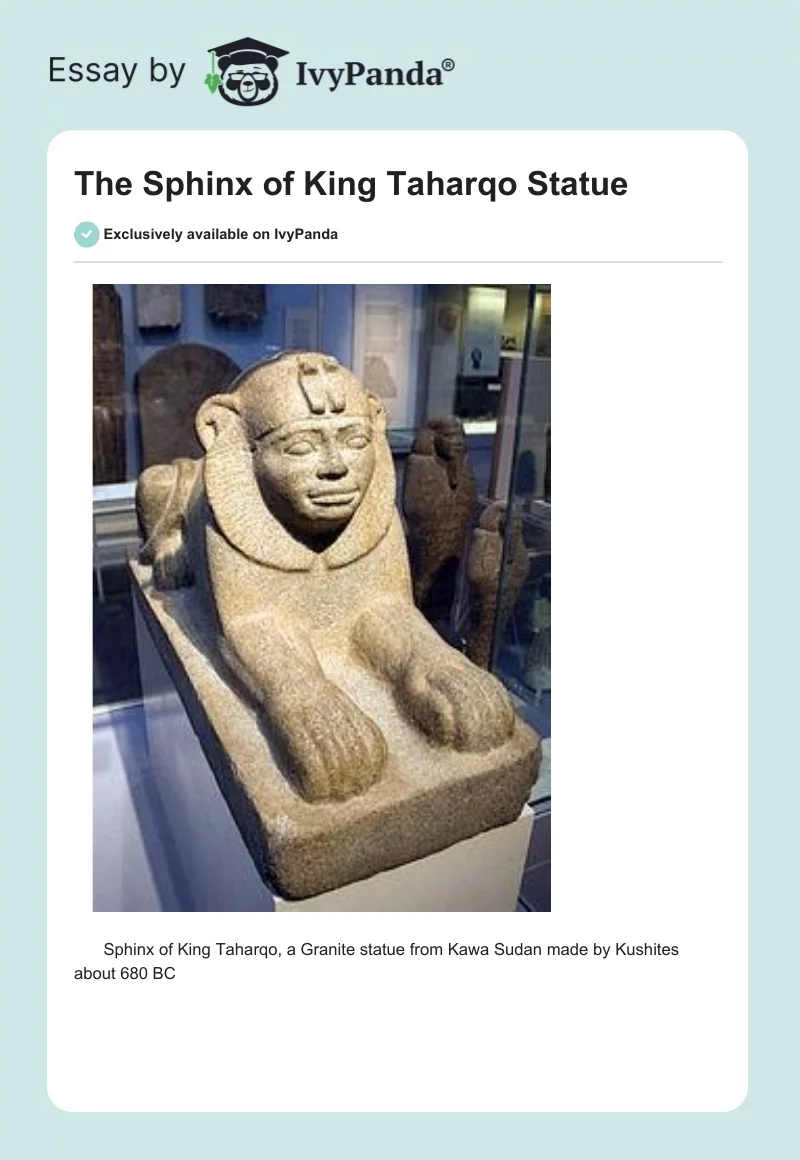 The Sphinx of King Taharqo Statue. Page 1