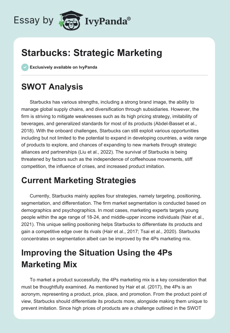 Starbucks: Strategic Marketing. Page 1