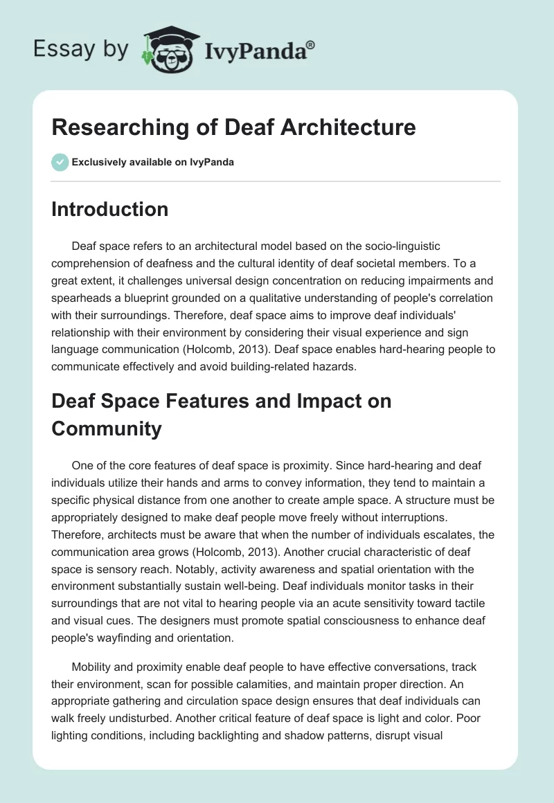 Researching of Deaf Architecture. Page 1
