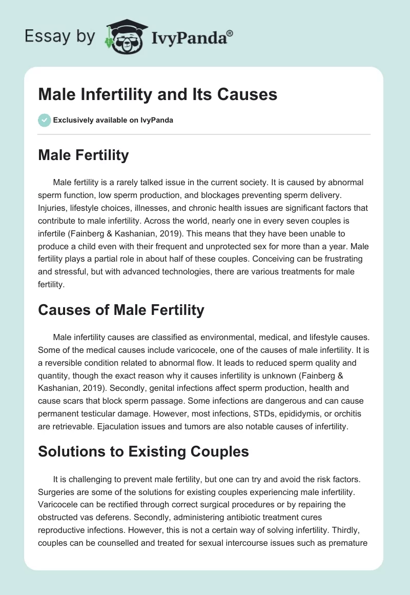 Male Infertility and Its Causes. Page 1