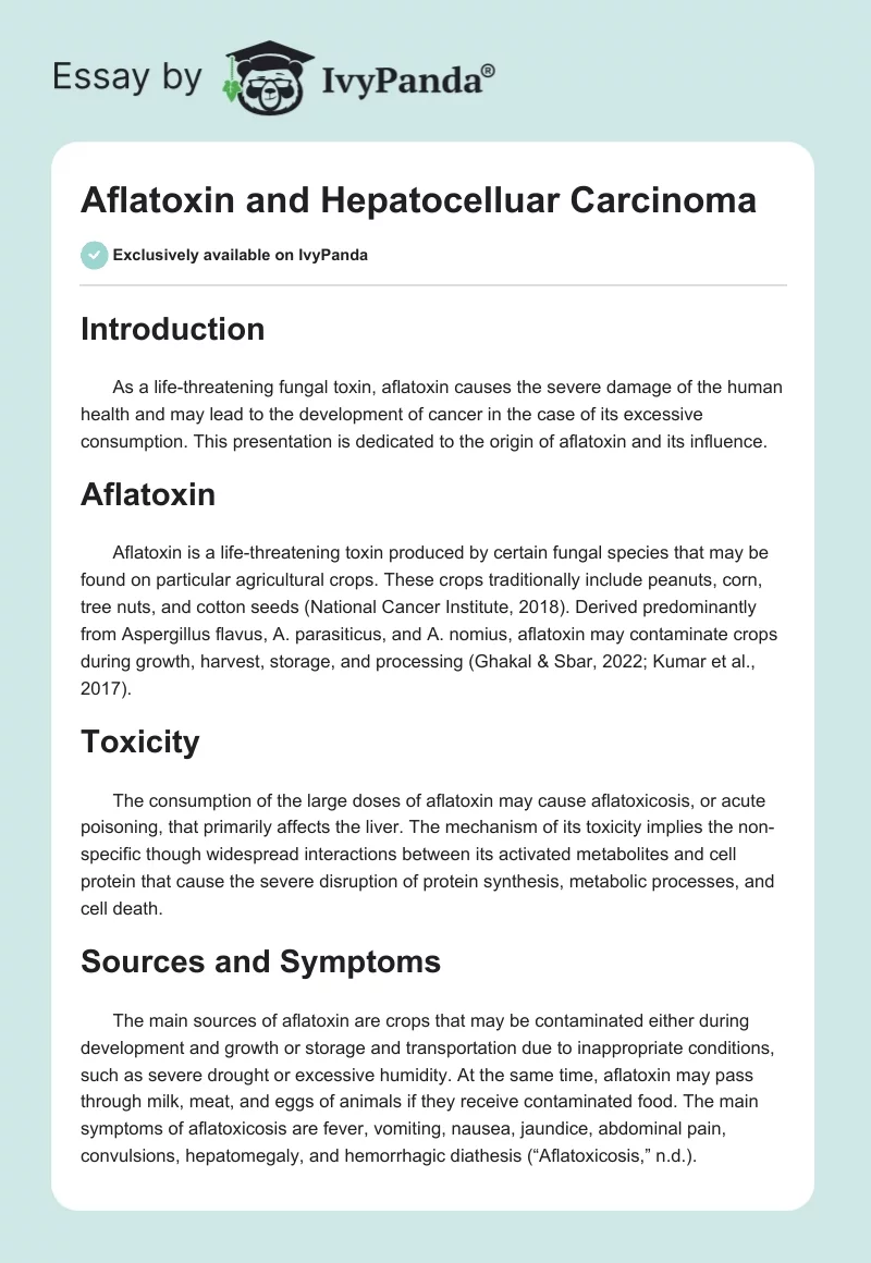 Aflatoxin and Hepatocelluar Carcinoma. Page 1