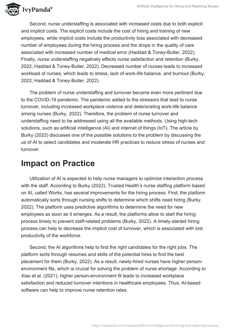 Artificial Intelligence for Hiring and Retaining Nurses. Page 2