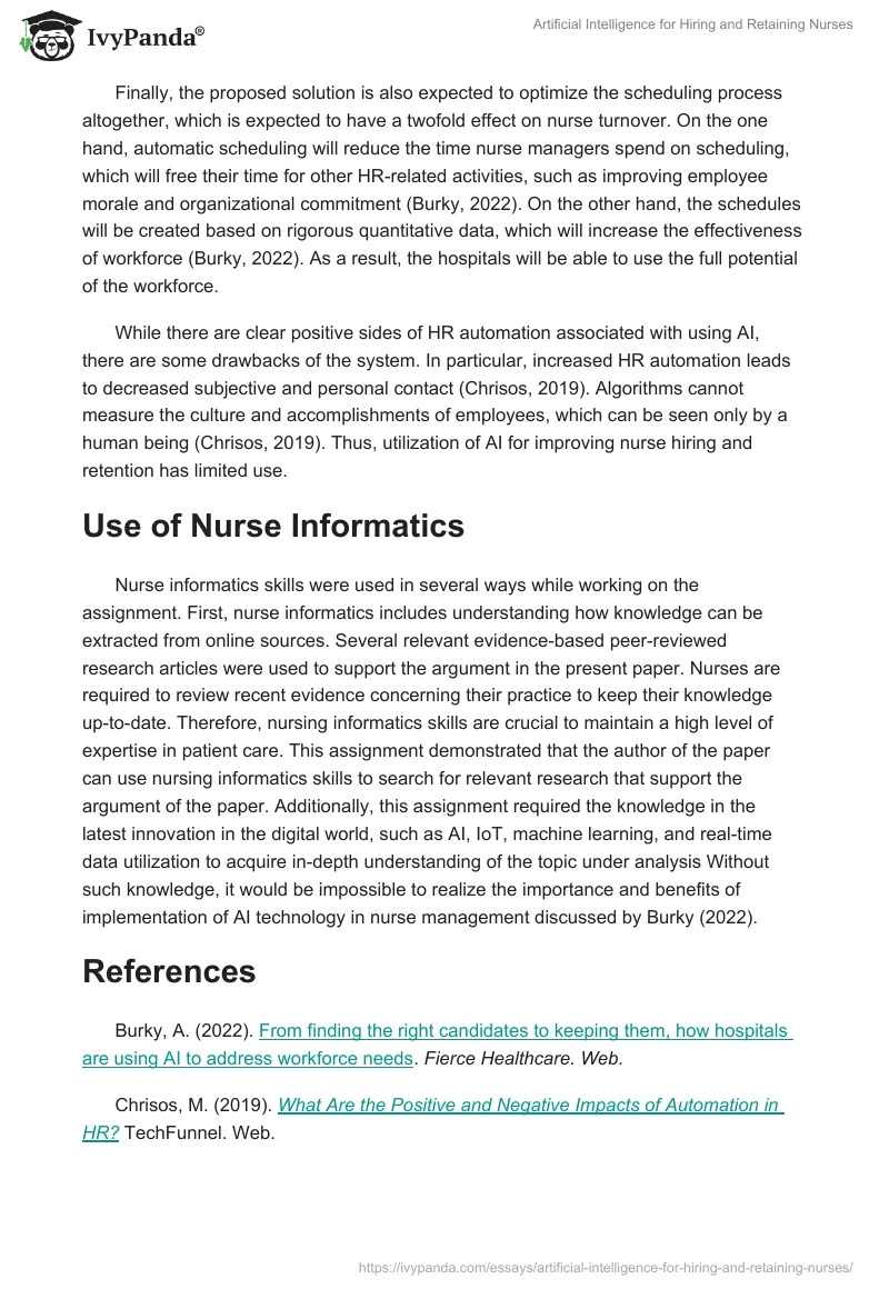 Artificial Intelligence for Hiring and Retaining Nurses. Page 3