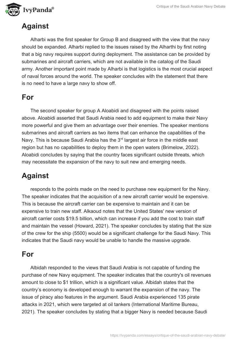 Critique of the Saudi Arabian Navy Debate. Page 2