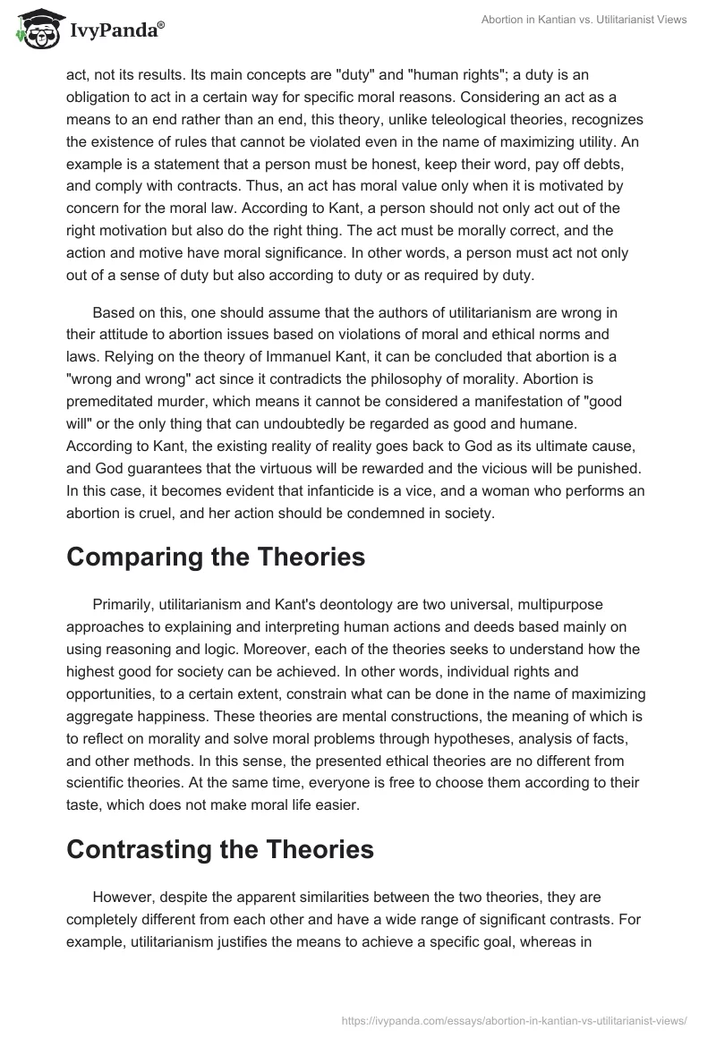 Abortion in Kantian vs. Utilitarianist Views. Page 3