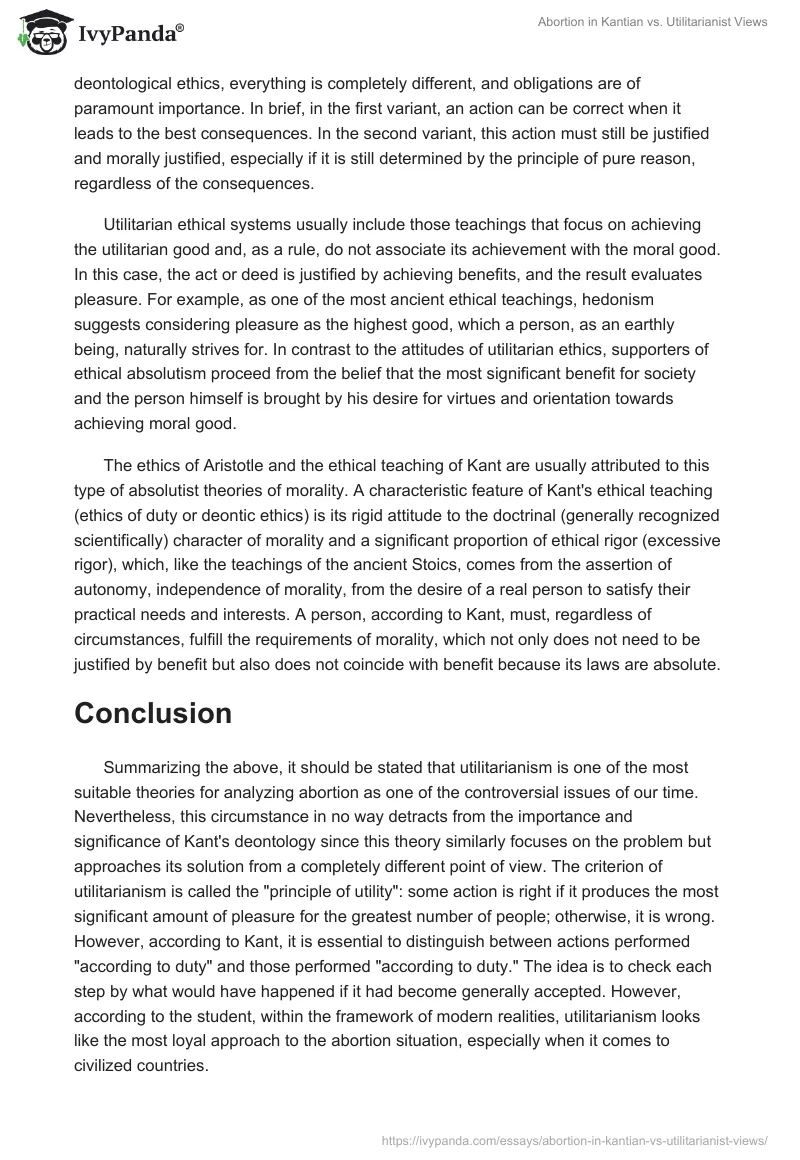 Abortion in Kantian vs. Utilitarianist Views. Page 4