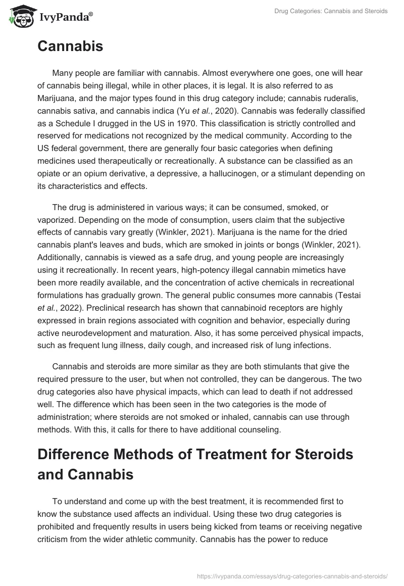 Drug Categories: Cannabis and Steroids. Page 2