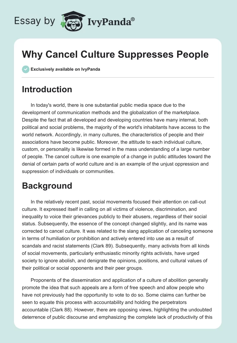 Why Cancel Culture Suppresses People. Page 1