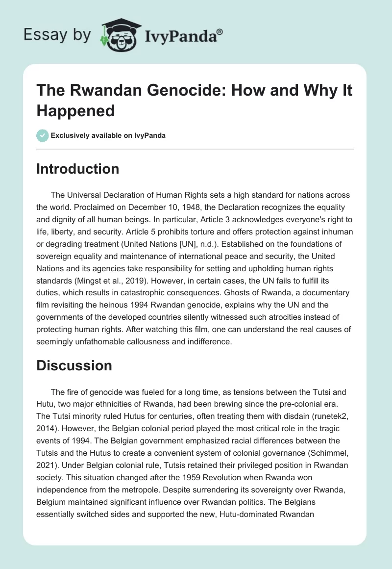 The Rwandan Genocide: How and Why It Happened. Page 1