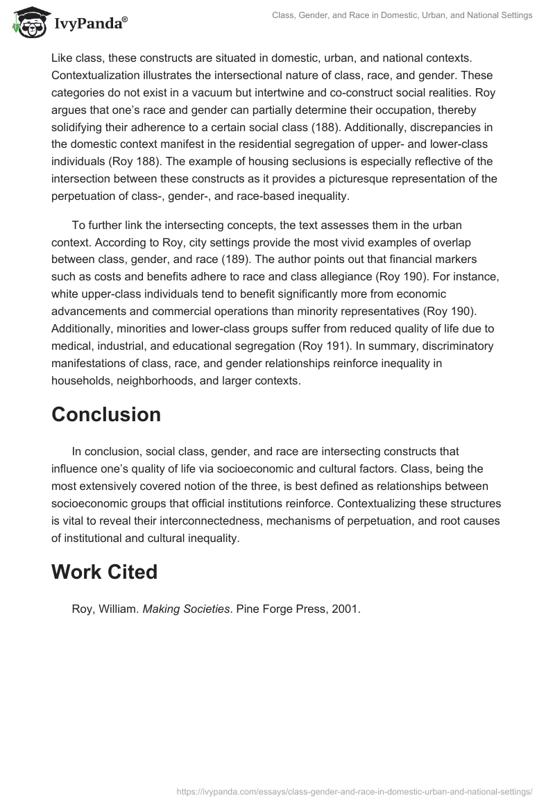 Class, Gender, and Race in Domestic, Urban, and National Settings. Page 2