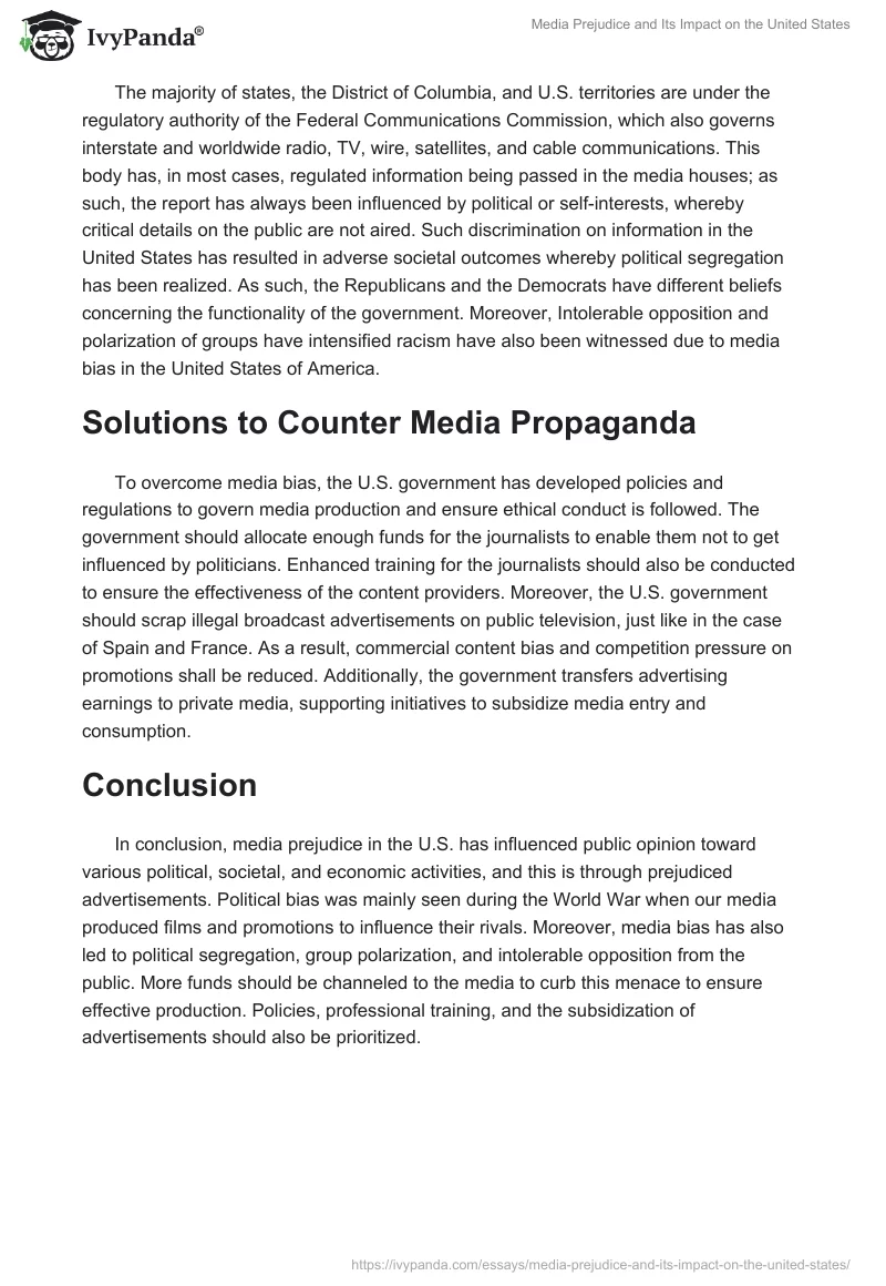 Media Prejudice and Its Impact on the United States. Page 2