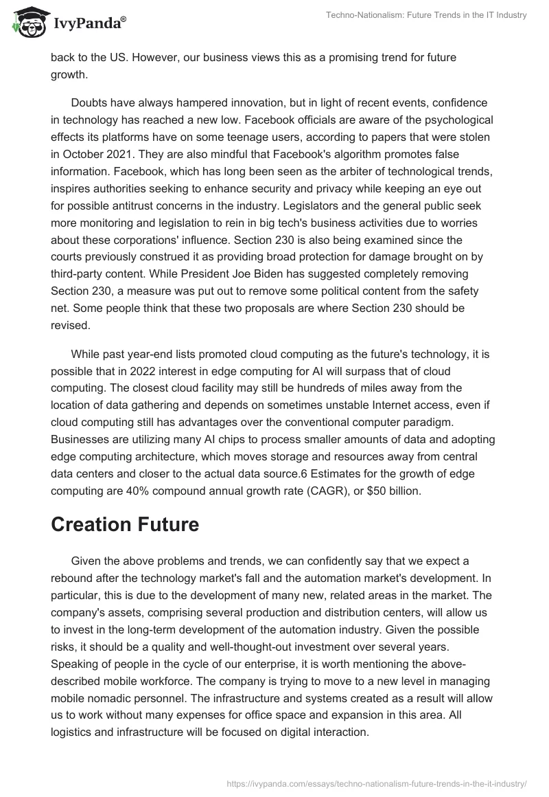 Techno-Nationalism: Future Trends in the IT Industry. Page 4
