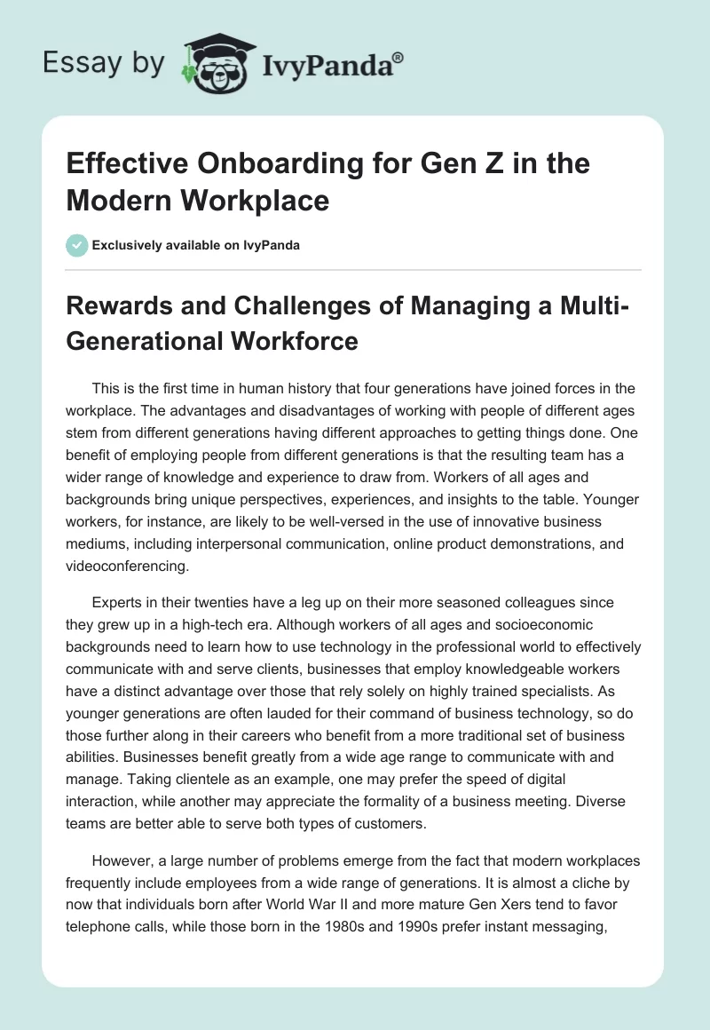 Effective Onboarding for Gen Z in the Modern Workplace. Page 1