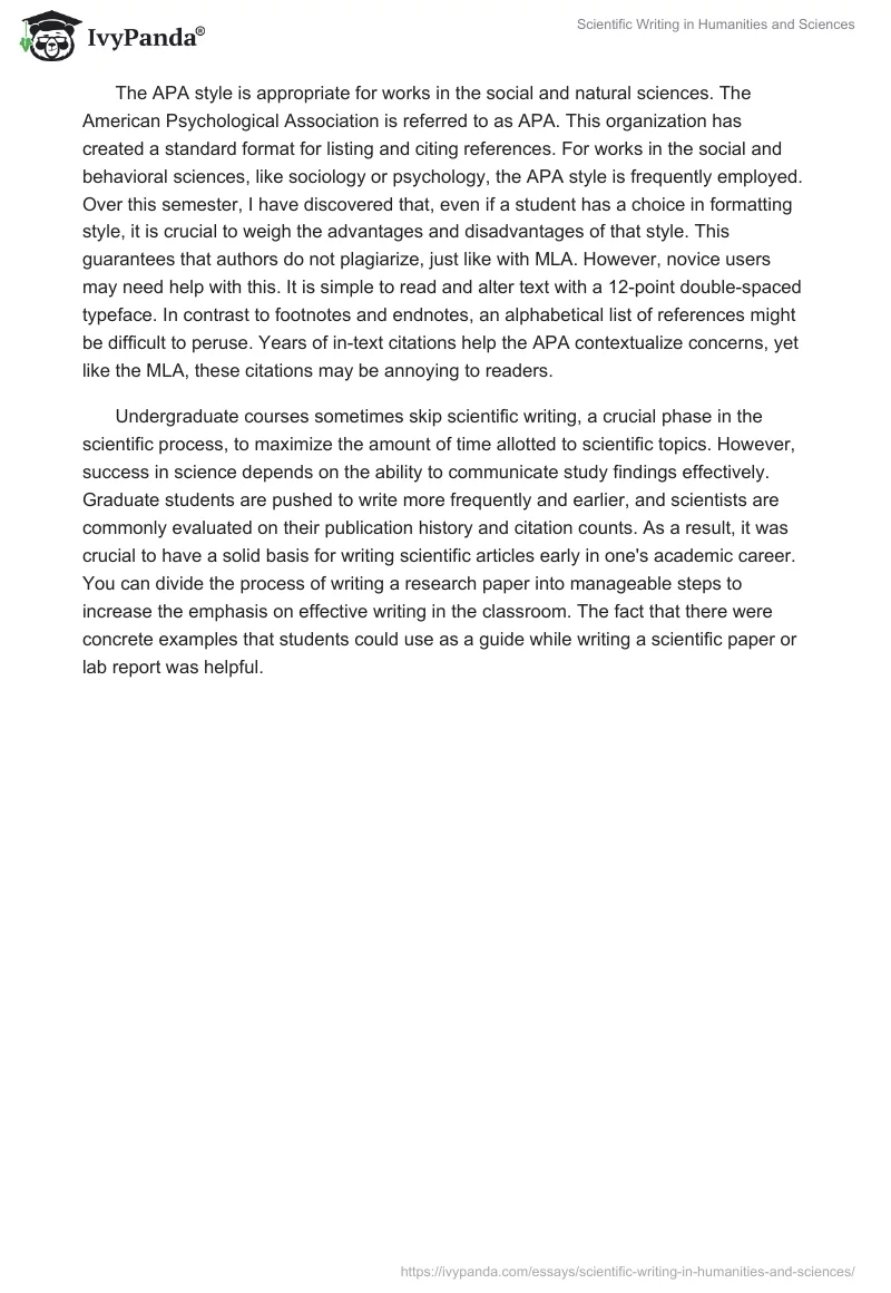 Scientific Writing in Humanities and Sciences. Page 2