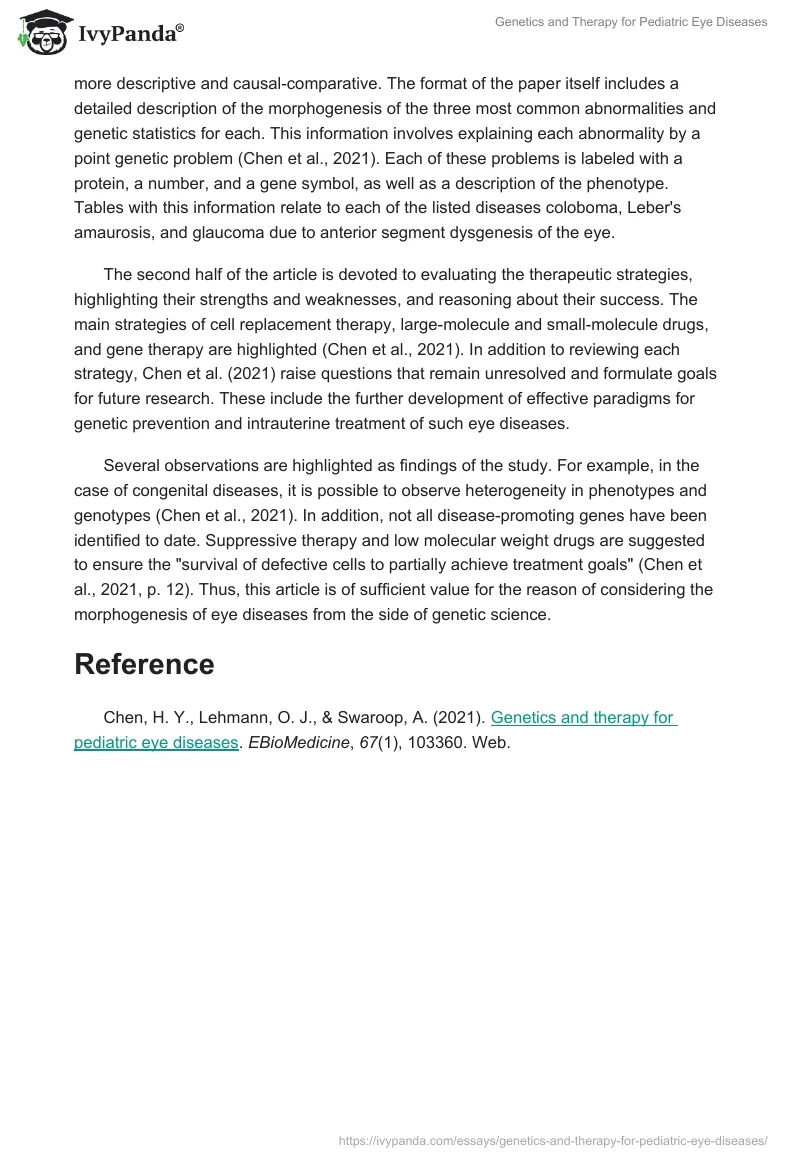 Genetics and Therapy for Pediatric Eye Diseases. Page 2