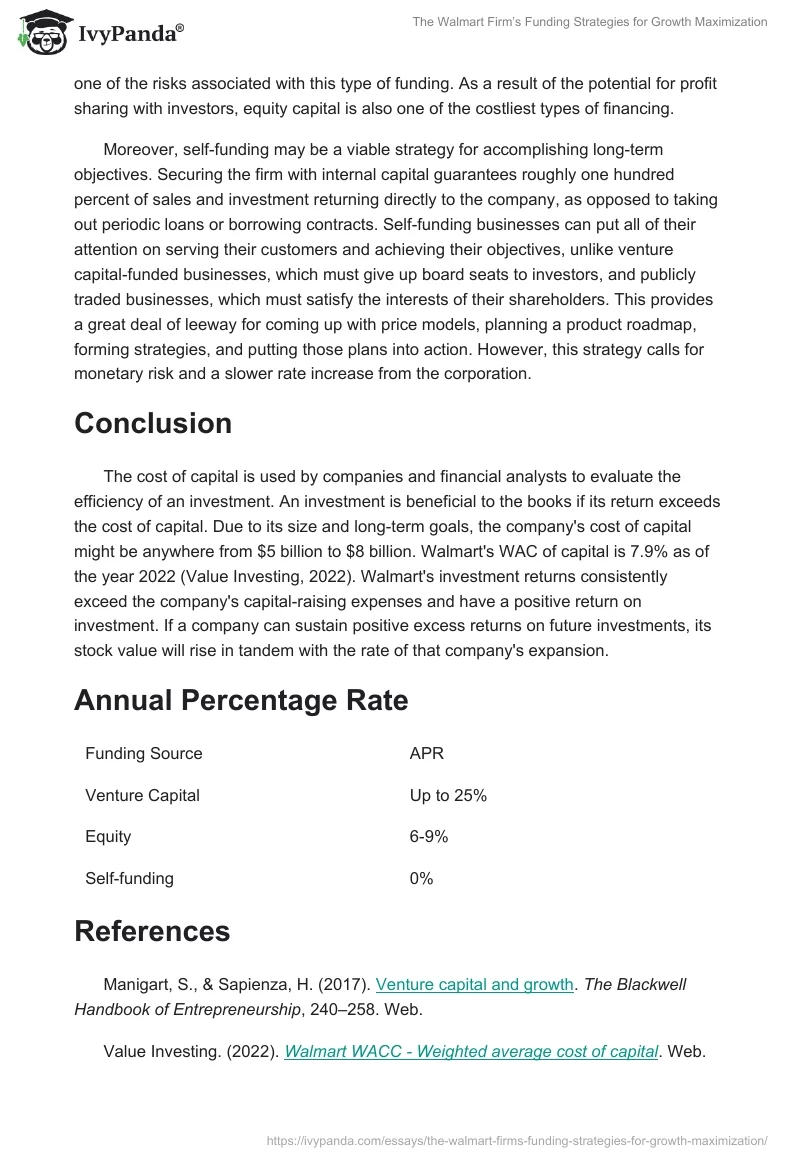 The Walmart Firm’s Funding Strategies for Growth Maximization. Page 2