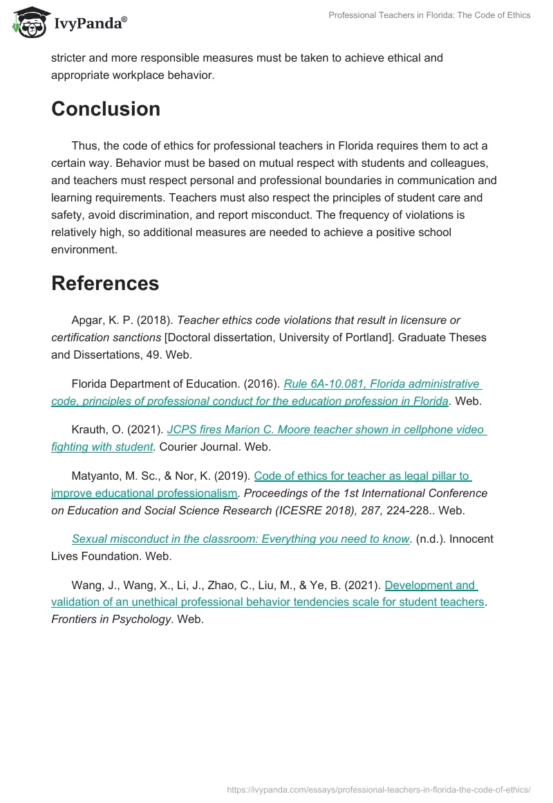 Professional Teachers in Florida: The Code of Ethics. Page 3