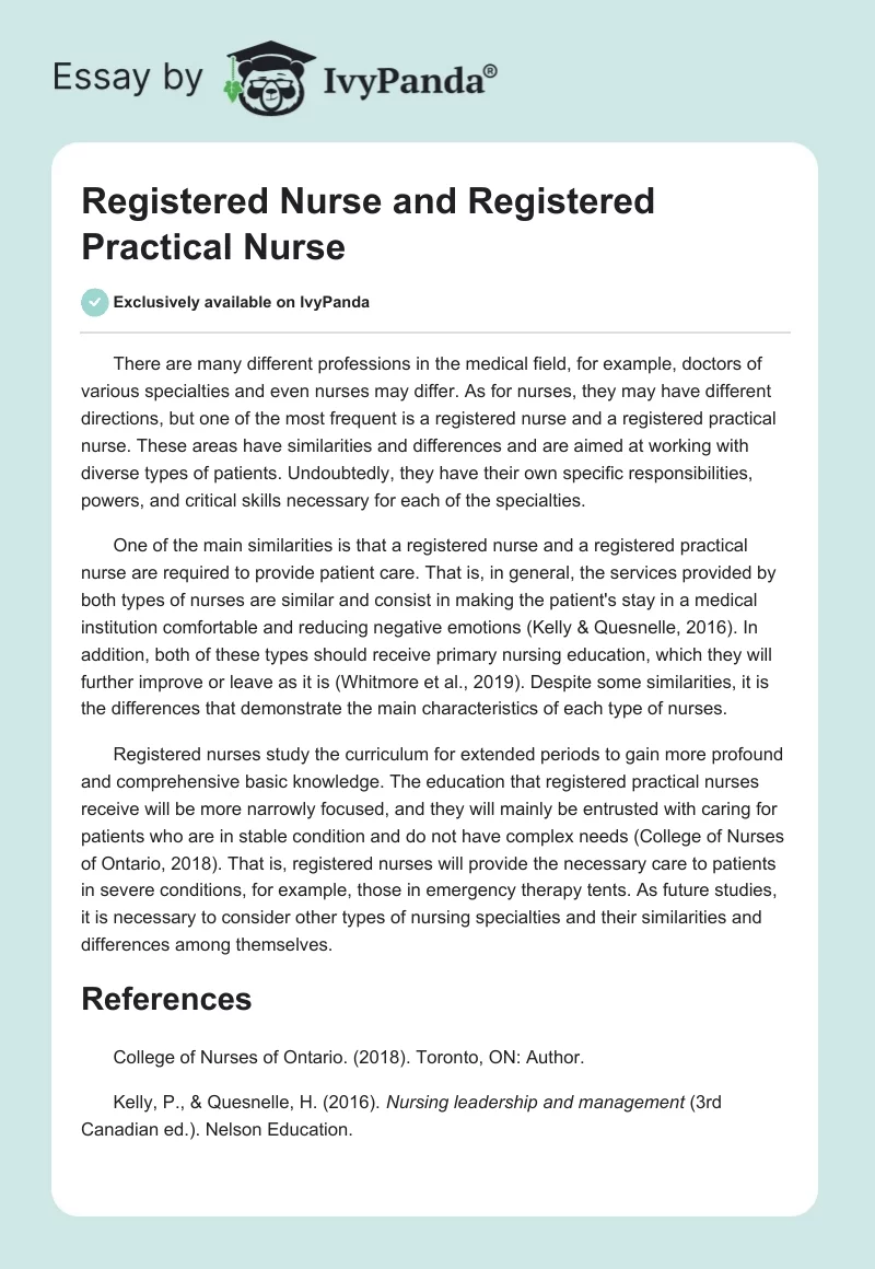 Registered Nurse and Registered Practical Nurse. Page 1
