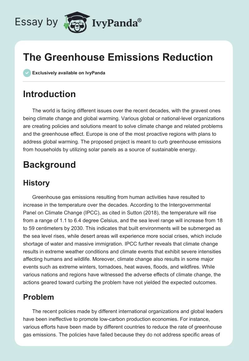 The Greenhouse Emissions Reduction. Page 1