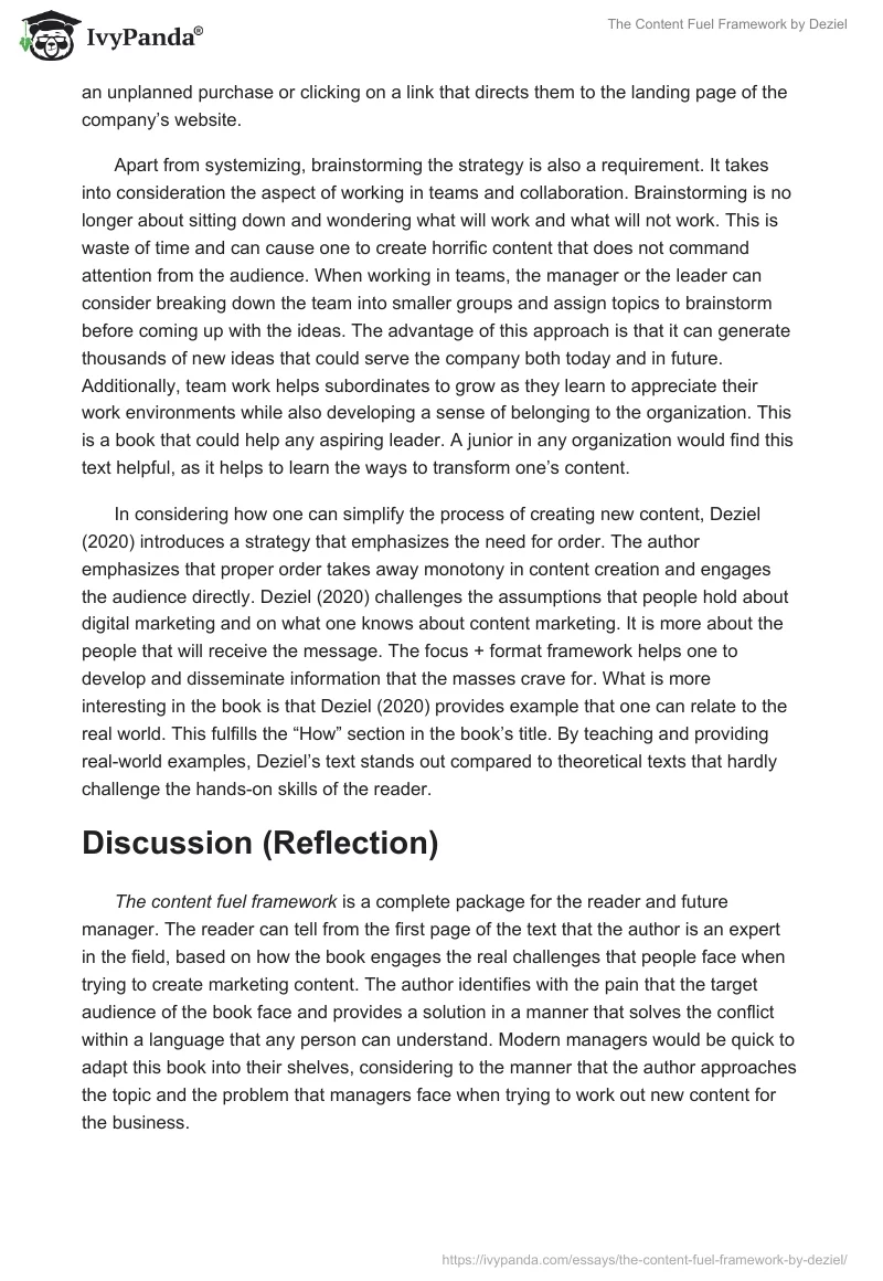 "The Content Fuel Framework" by Deziel. Page 3